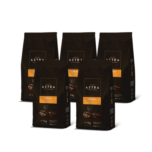 Zestaw 5x Kawa Astra Łagodna Crema ziarnista 1kg