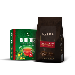 ASTRA Zestaw Kawa Tradycyjna 500g ziarnista + ROOIBOS ex.  90G
